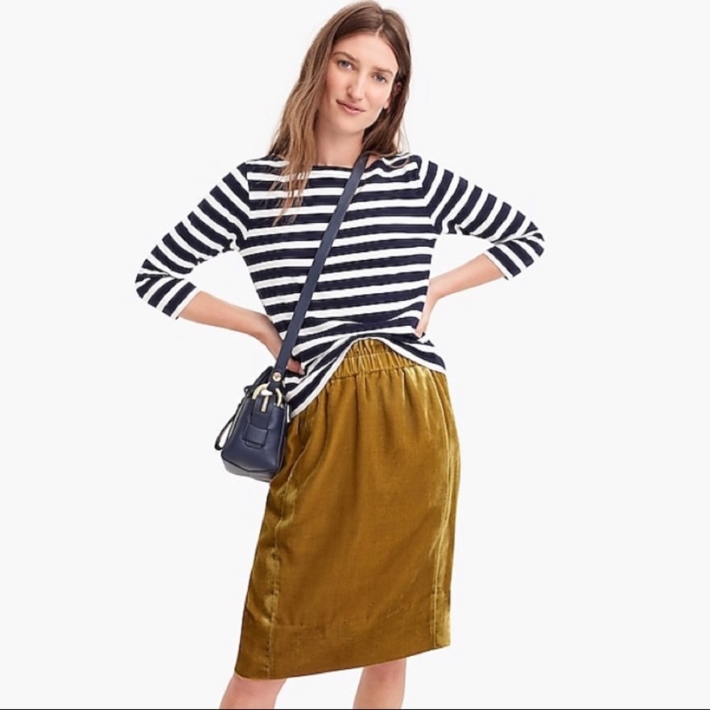 J. Crew Pull-On Vintage Gold Velvet Skirt